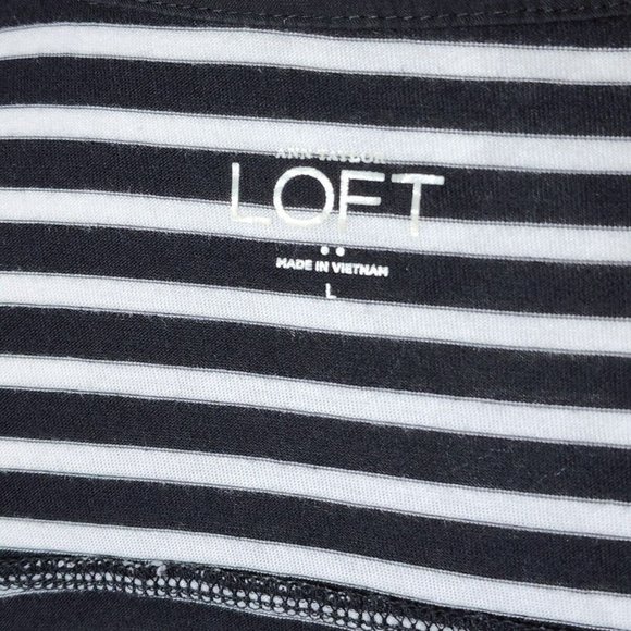 Ann Taylor LOFT Button Top - Black Front - Black and White Striped Back - Size L - Picture 4 of 4